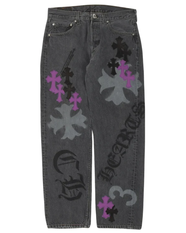 Exclusive Crome Hearts Cross Patch Stencil Jeans