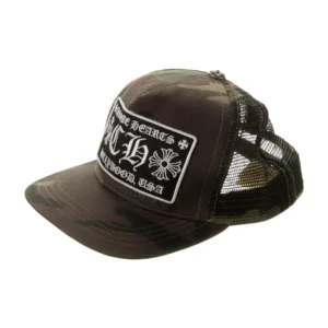 green Chrome Hearts Hollywood Trucker Camo Hat